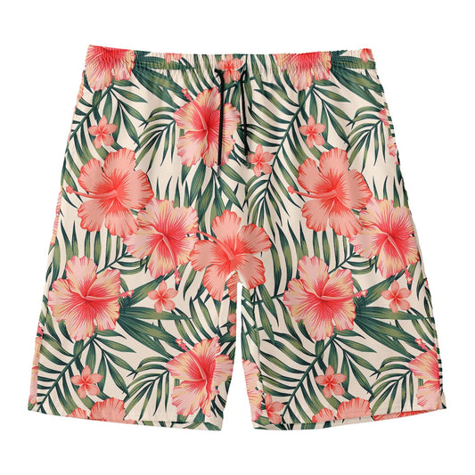 Exotic Tropical Hibiscus Pattern Print Men's Swim Trunks