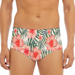 Exotic Tropical Hibiscus Pattern Print Men's Triangle Swim Briefs