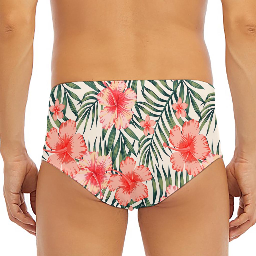 Exotic Tropical Hibiscus Pattern Print Men's Triangle Swim Briefs