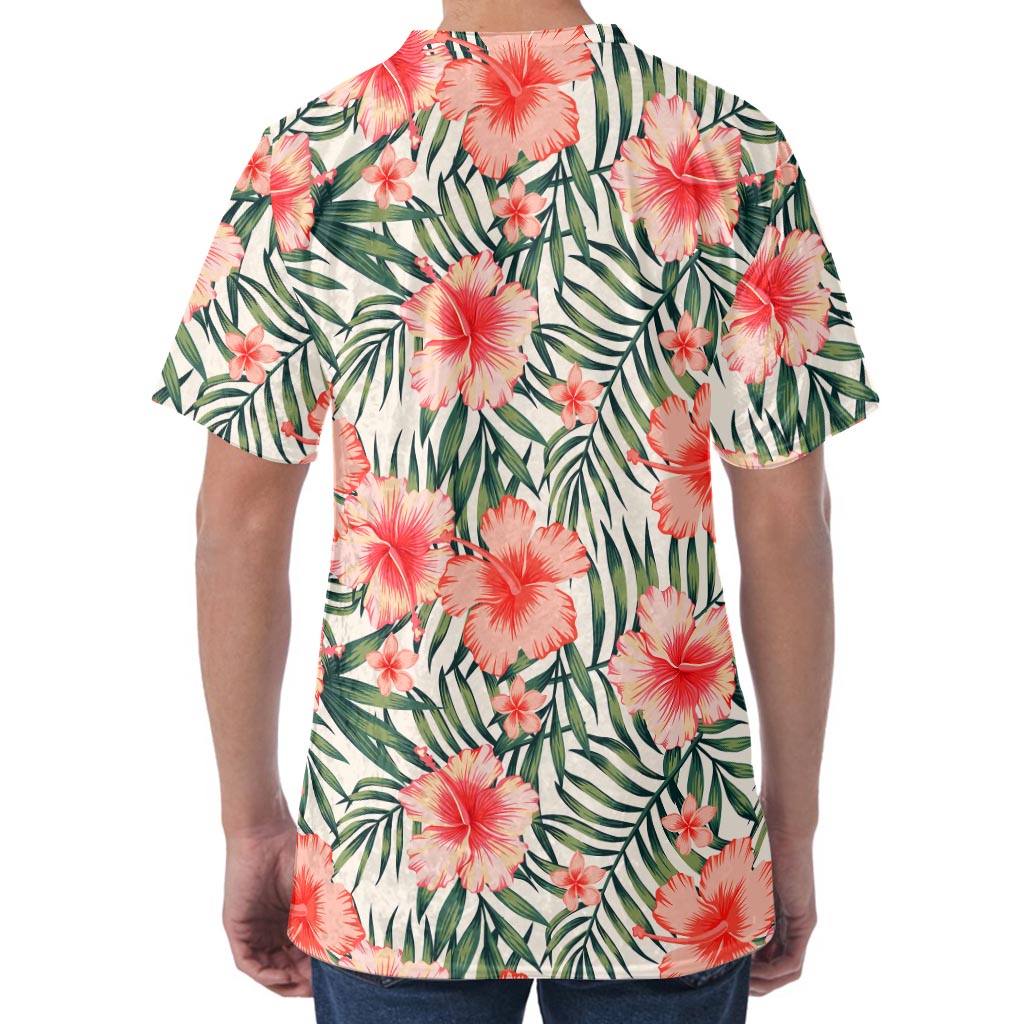 Exotic Tropical Hibiscus Pattern Print Men's Velvet T-Shirt