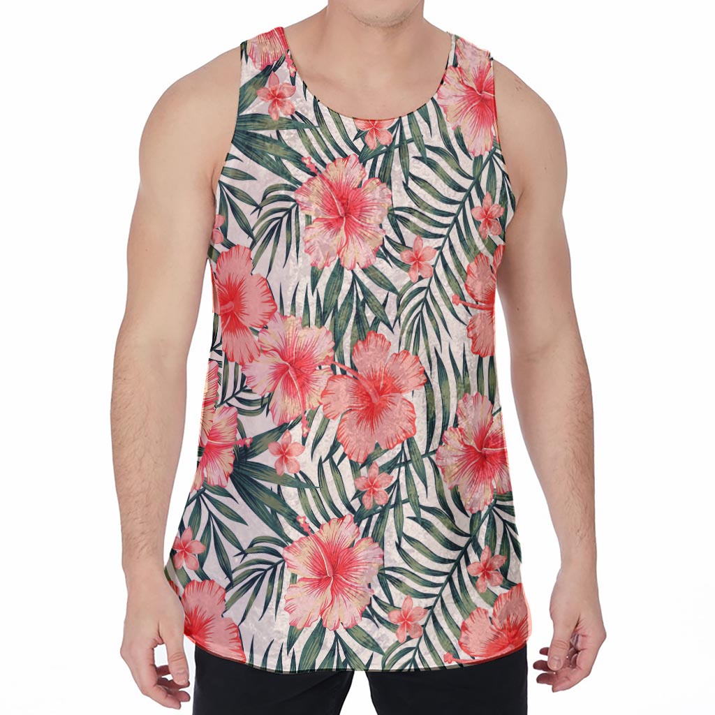 Exotic Tropical Hibiscus Pattern Print Men's Velvet Tank Top