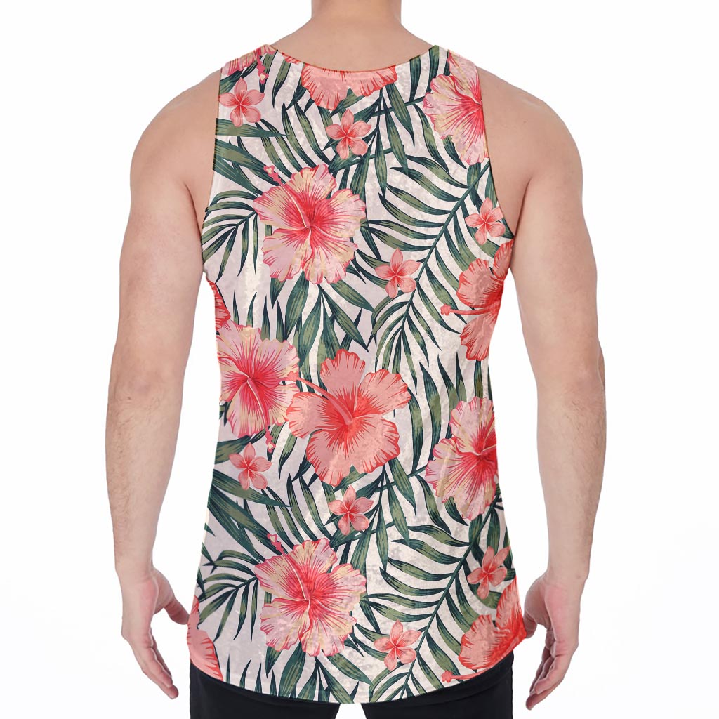 Exotic Tropical Hibiscus Pattern Print Men's Velvet Tank Top