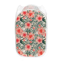 Exotic Tropical Hibiscus Pattern Print Mesh Laundry Hamper