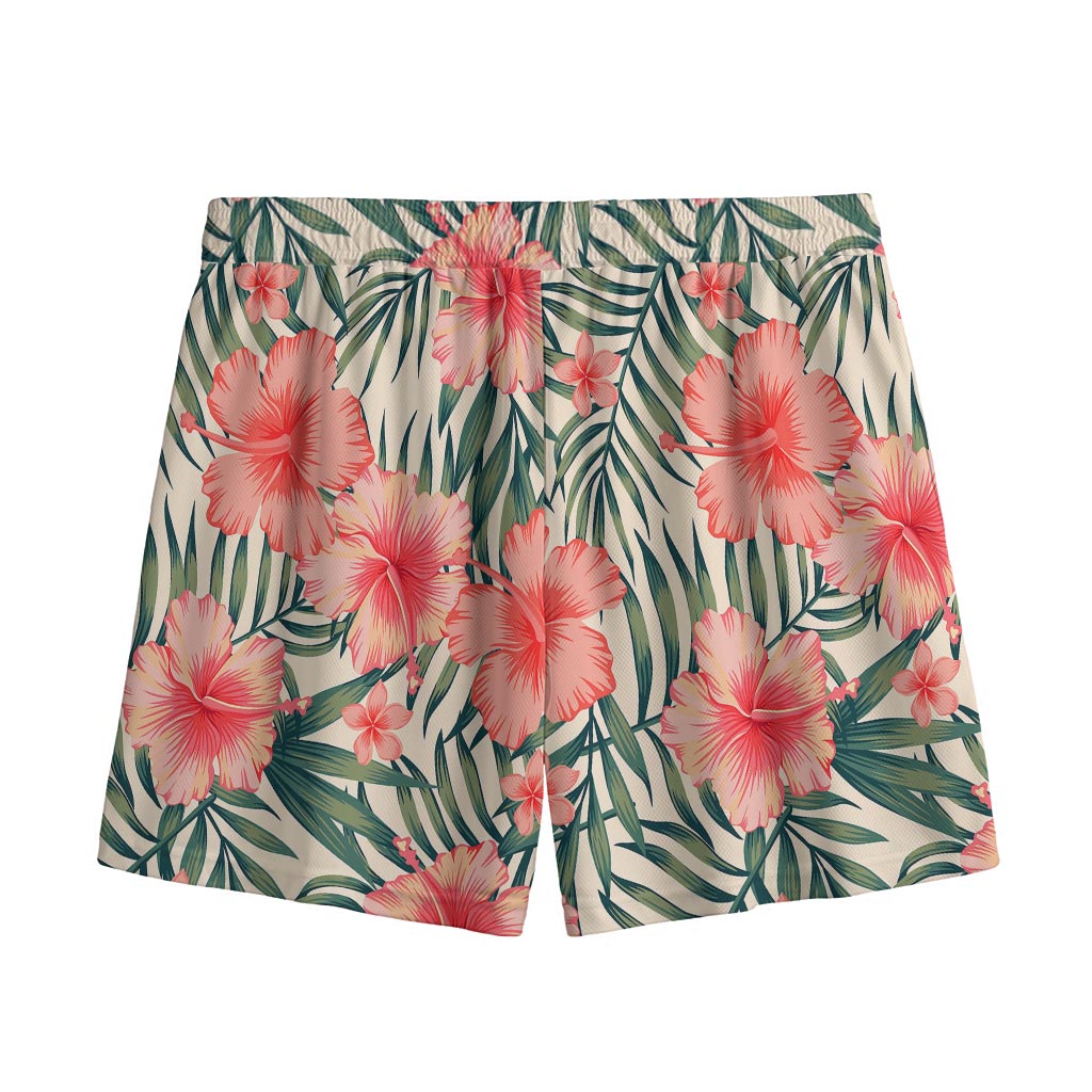 Exotic Tropical Hibiscus Pattern Print Mesh Shorts