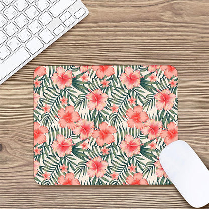 Exotic Tropical Hibiscus Pattern Print Mouse Pad