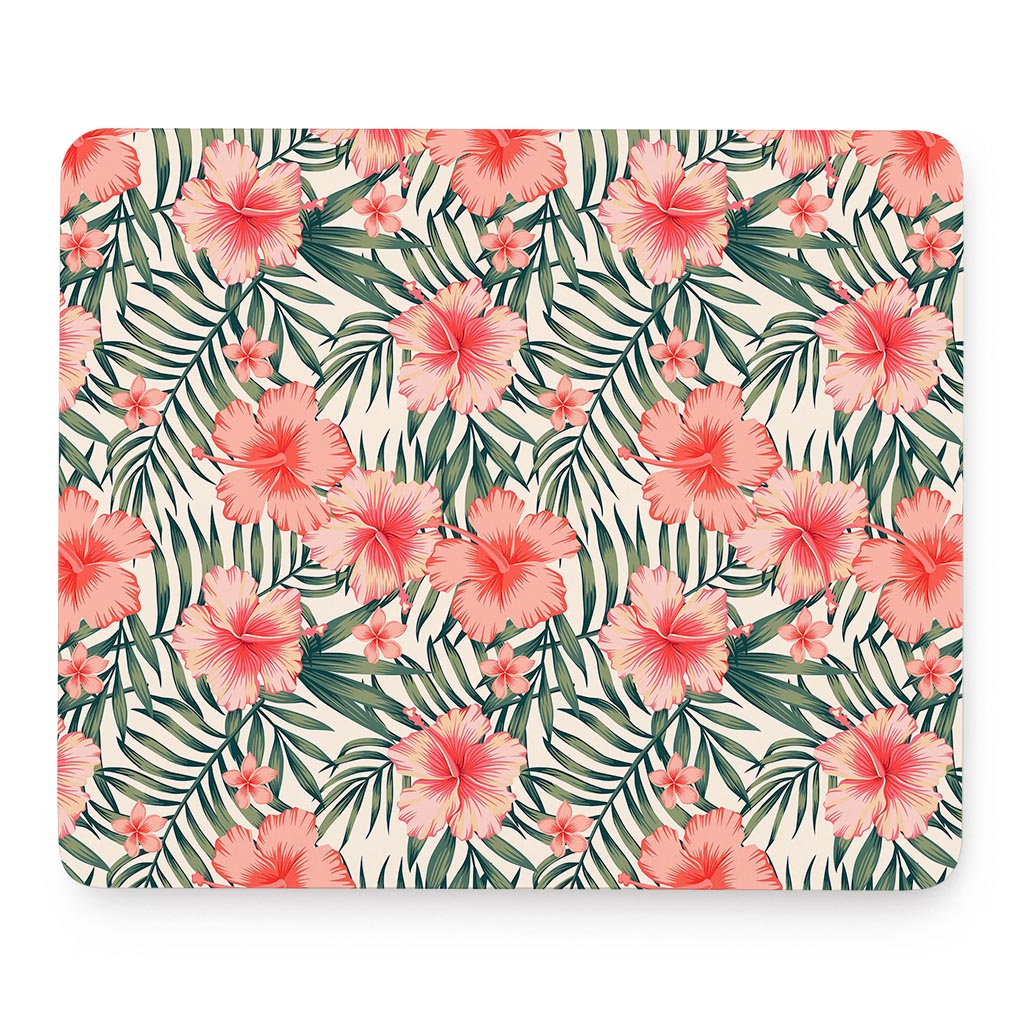 Exotic Tropical Hibiscus Pattern Print Mouse Pad