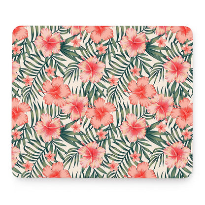 Exotic Tropical Hibiscus Pattern Print Mouse Pad