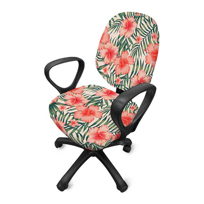 Exotic Tropical Hibiscus Pattern Print Office Chair Cover