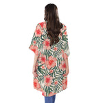 Exotic Tropical Hibiscus Pattern Print Open Front Beach Cover Up