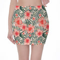 Exotic Tropical Hibiscus Pattern Print Pencil Mini Skirt