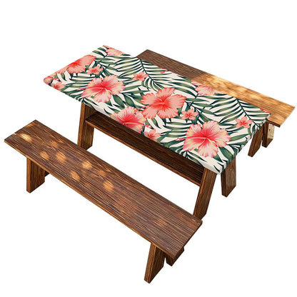 Exotic Tropical Hibiscus Pattern Print Picnic Table Cover