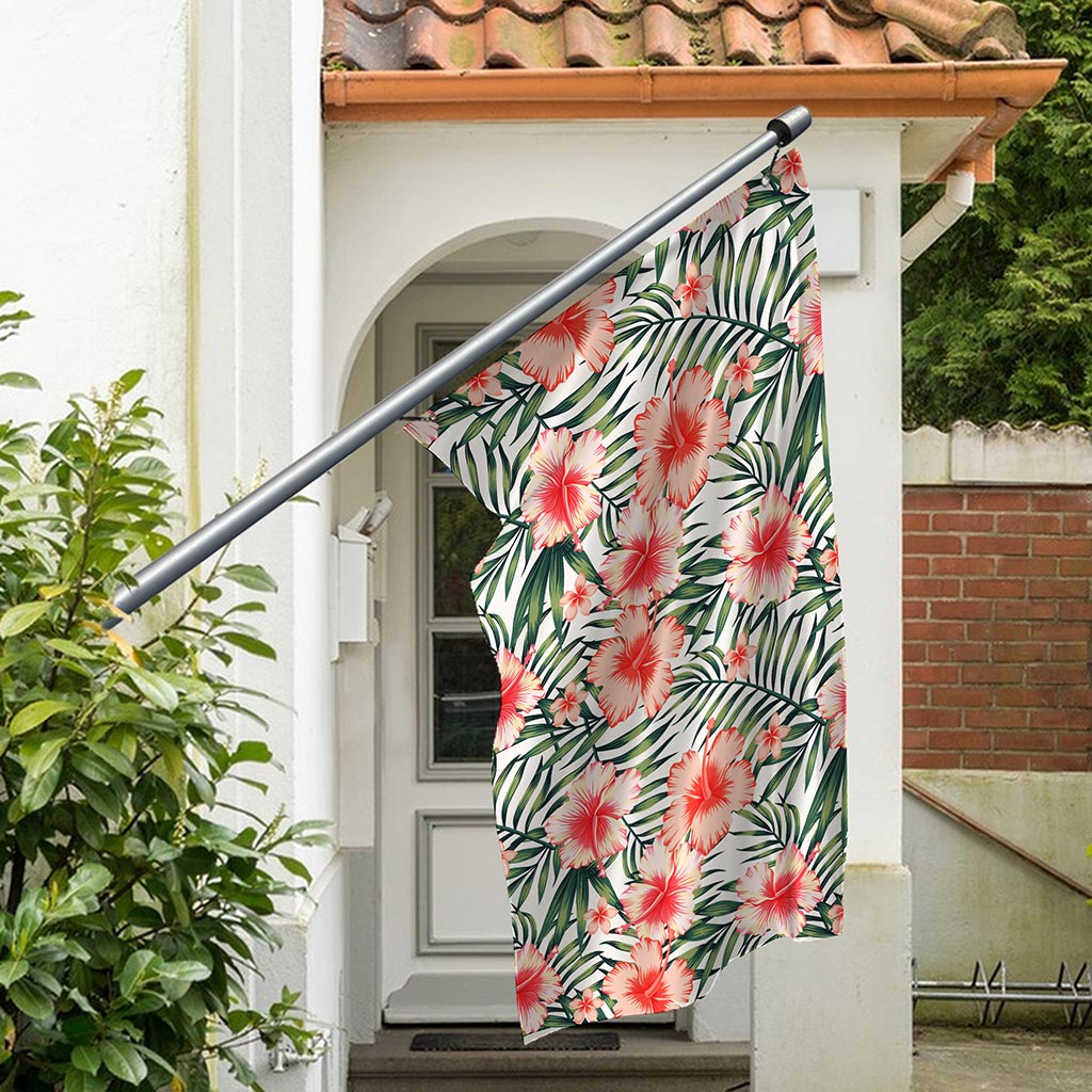 Exotic Tropical Hibiscus Pattern Print Polyester Flag