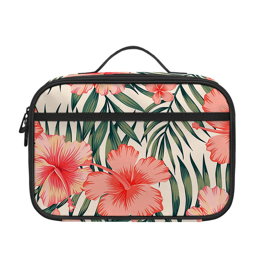 Exotic Tropical Hibiscus Pattern Print Portable Lunch Bag