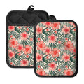 Exotic Tropical Hibiscus Pattern Print Pot Holders With Pocket