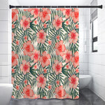 Exotic Tropical Hibiscus Pattern Print Premium Shower Curtain