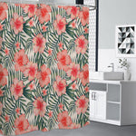Exotic Tropical Hibiscus Pattern Print Premium Shower Curtain