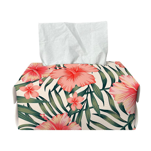 Exotic Tropical Hibiscus Pattern Print Rectangle Tissue Box Cover