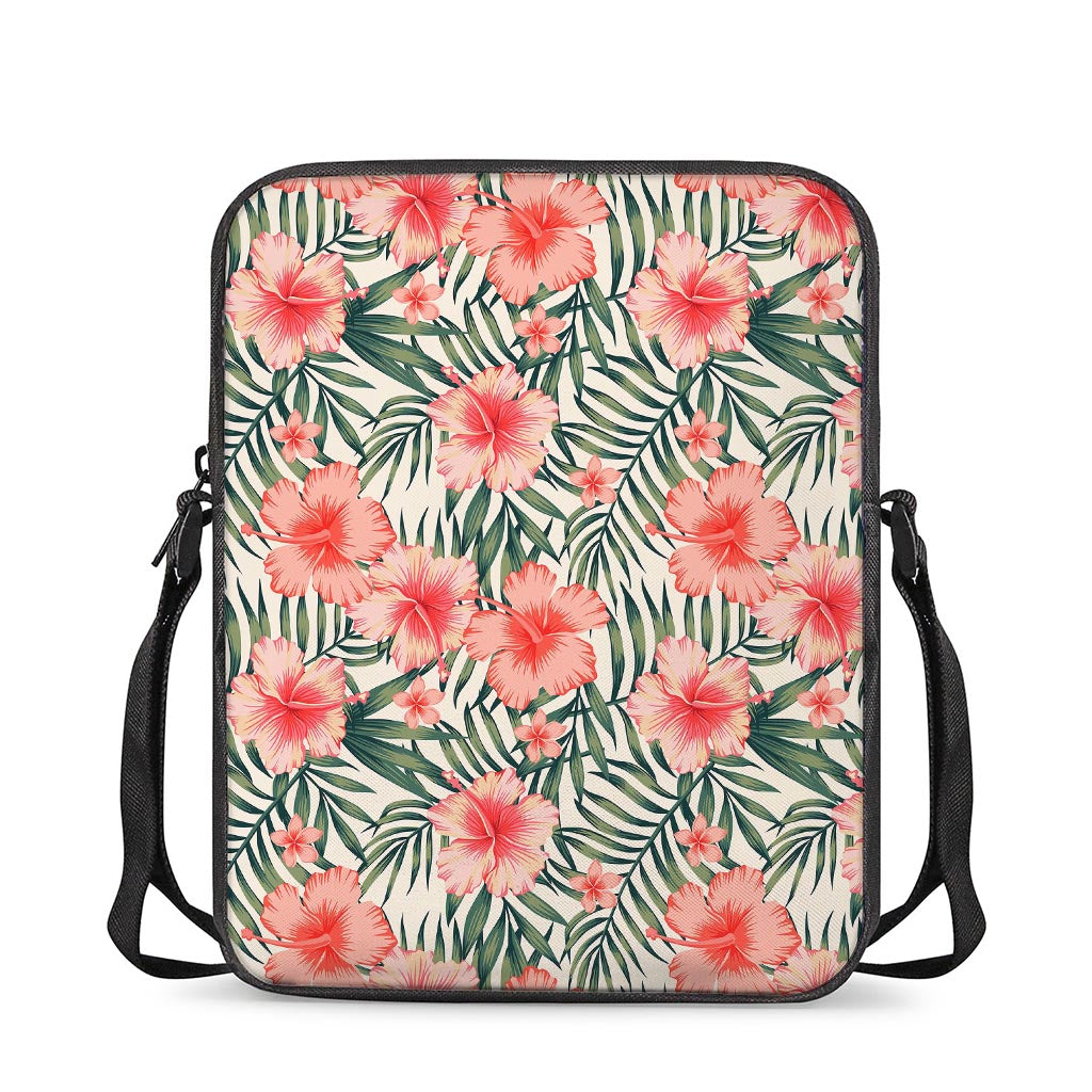 Exotic Tropical Hibiscus Pattern Print Rectangular Crossbody Bag