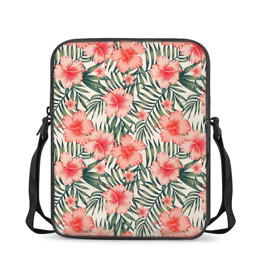 Exotic Tropical Hibiscus Pattern Print Rectangular Crossbody Bag