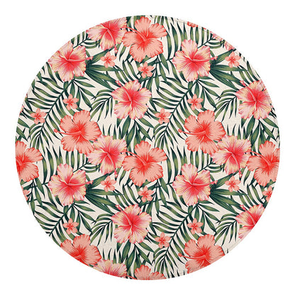 Exotic Tropical Hibiscus Pattern Print Round Blanket