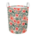 Exotic Tropical Hibiscus Pattern Print Round Laundry Basket