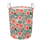 Exotic Tropical Hibiscus Pattern Print Round Laundry Basket