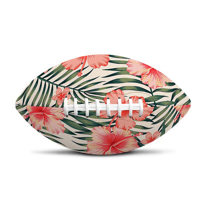 Exotic Tropical Hibiscus Pattern Print Rugby Ball
