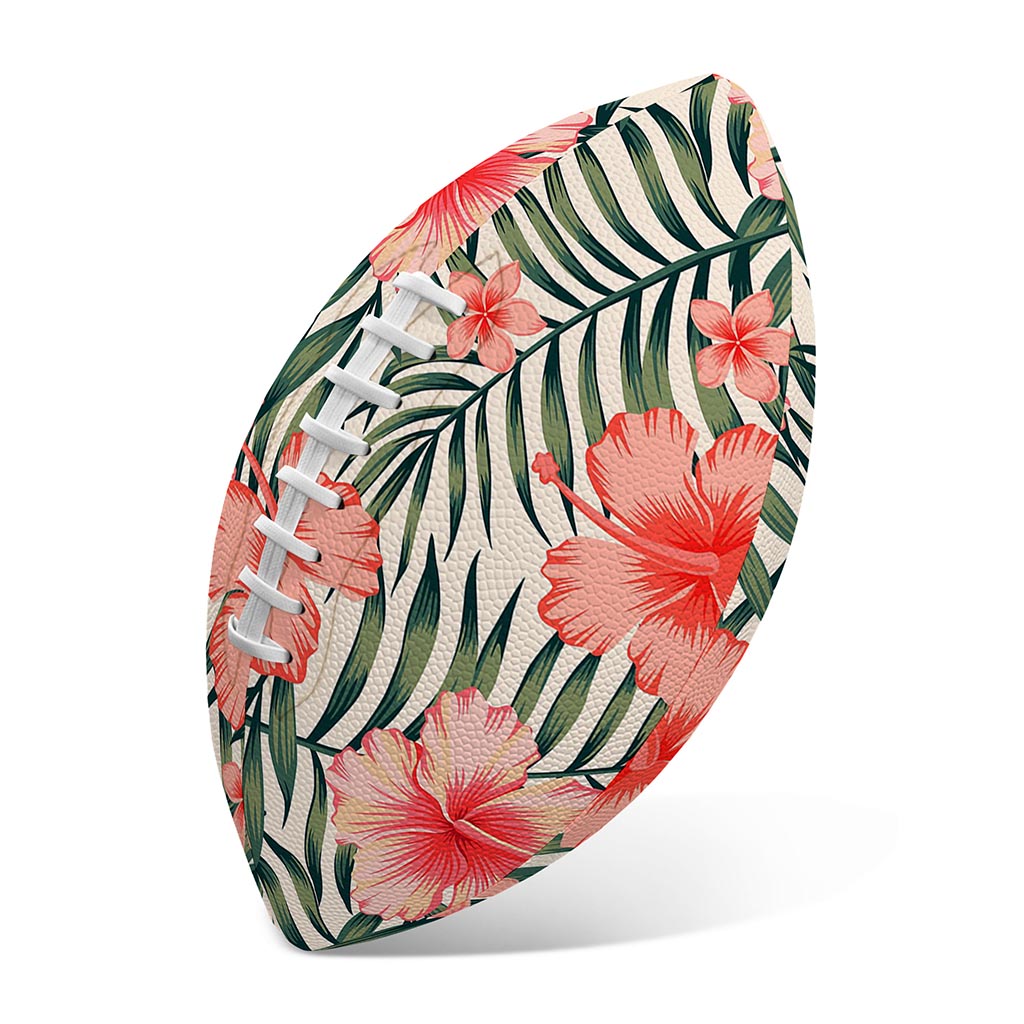 Exotic Tropical Hibiscus Pattern Print Rugby Ball