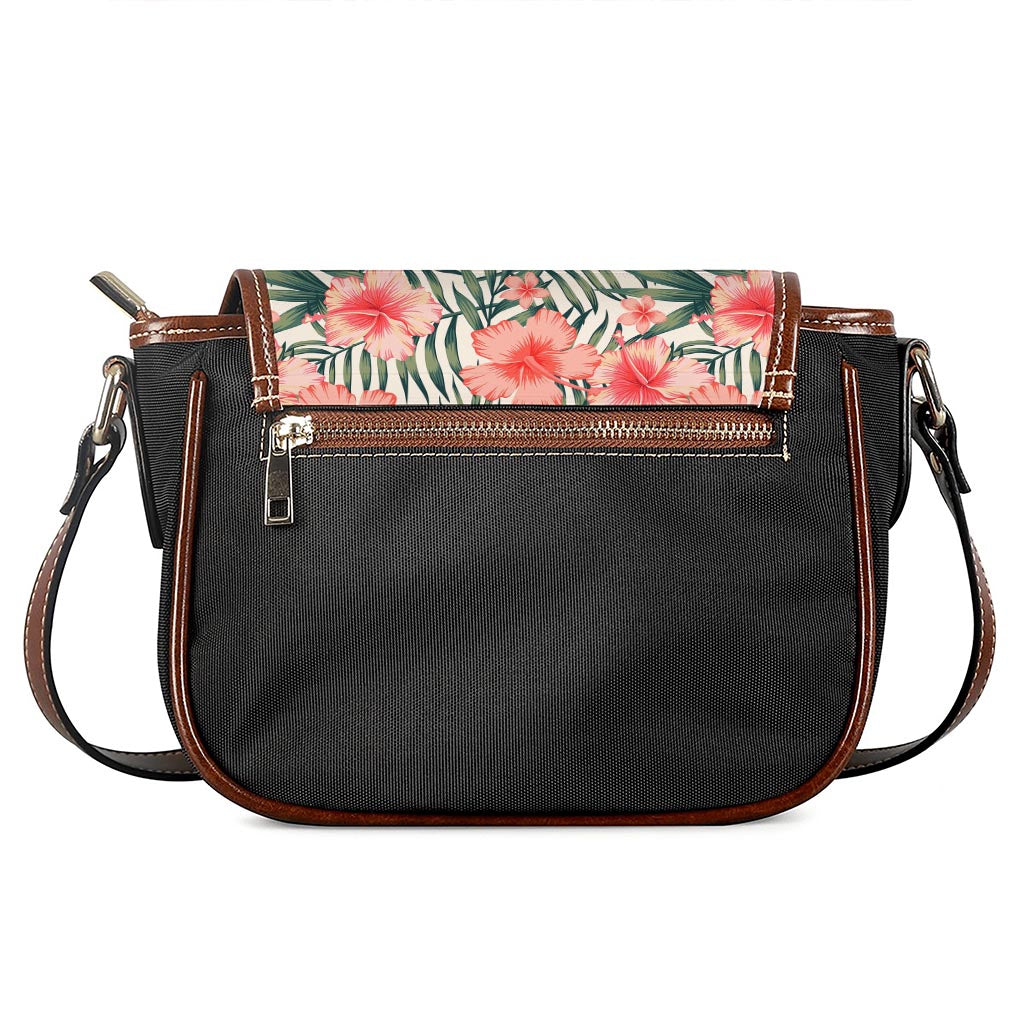 Exotic Tropical Hibiscus Pattern Print Saddle Bag