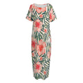 Exotic Tropical Hibiscus Pattern Print Short Sleeve Long Nightdress