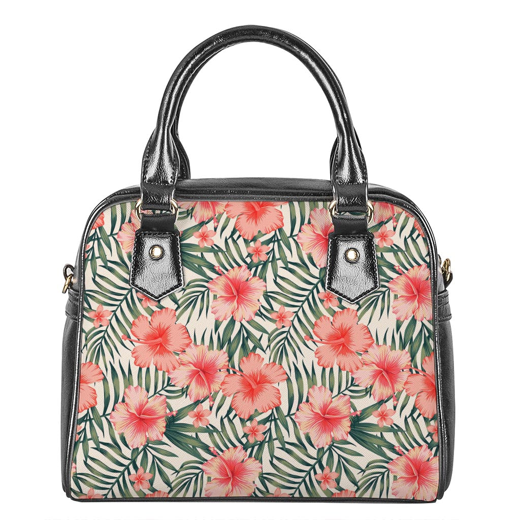 Exotic Tropical Hibiscus Pattern Print Shoulder Handbag