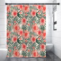 Exotic Tropical Hibiscus Pattern Print Shower Curtain
