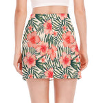 Exotic Tropical Hibiscus Pattern Print Side Slit Mini Skirt