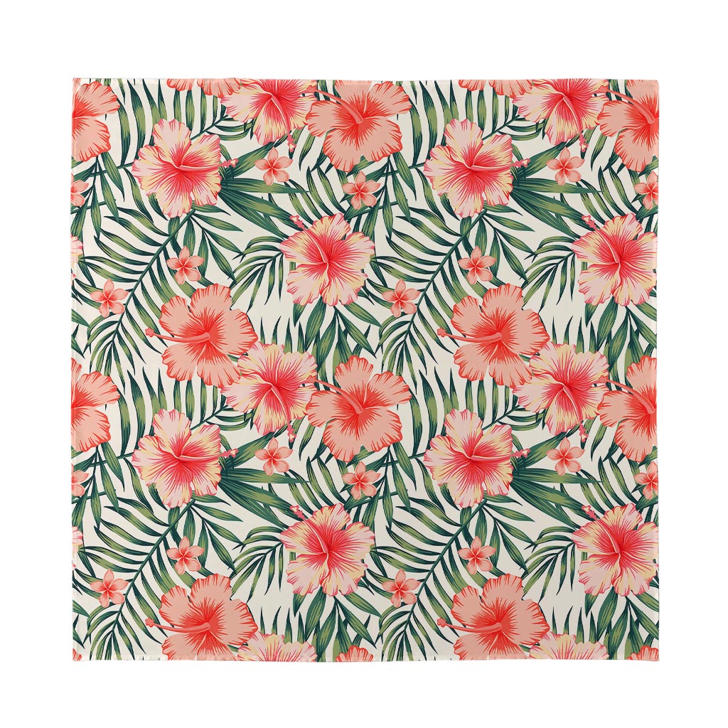 Exotic Tropical Hibiscus Pattern Print Silk Bandana