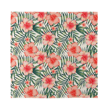 Exotic Tropical Hibiscus Pattern Print Silk Bandana
