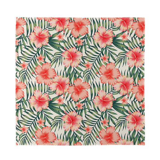 Exotic Tropical Hibiscus Pattern Print Silk Bandana