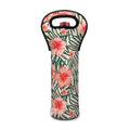 Exotic Tropical Hibiscus Pattern Print Single Neoprene Wine Tote