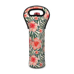 Exotic Tropical Hibiscus Pattern Print Single Neoprene Wine Tote