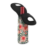 Exotic Tropical Hibiscus Pattern Print Single Neoprene Wine Tote