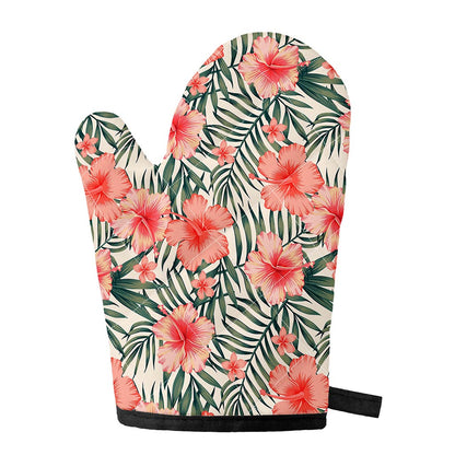 Exotic Tropical Hibiscus Pattern Print Single Oven Mitt
