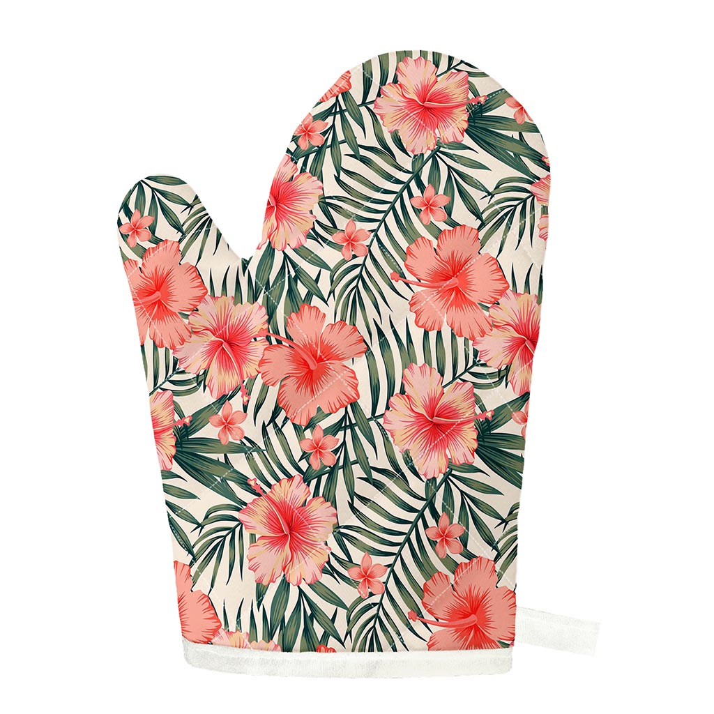 Exotic Tropical Hibiscus Pattern Print Single Oven Mitt