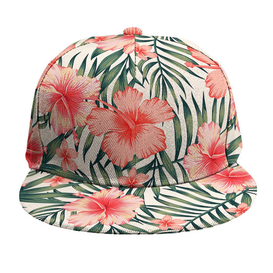 Exotic Tropical Hibiscus Pattern Print Snapback Cap