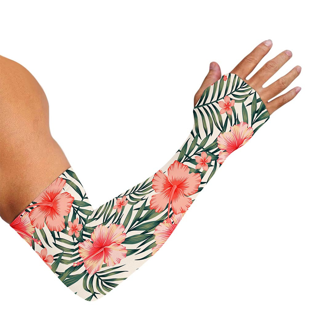 Exotic Tropical Hibiscus Pattern Print Sun Protection Arm Sleeves