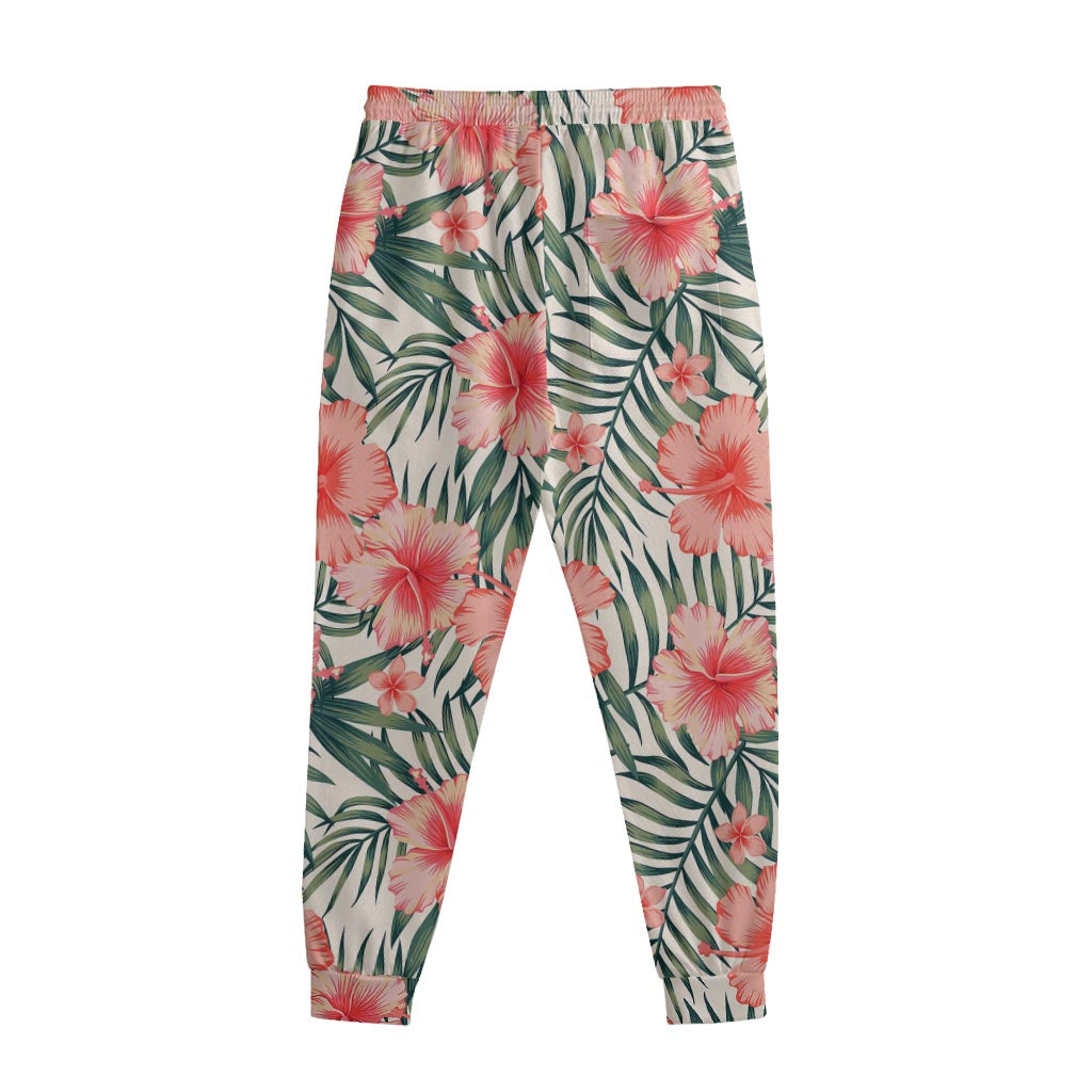 Exotic Tropical Hibiscus Pattern Print Sweatpants