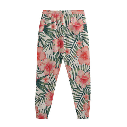 Exotic Tropical Hibiscus Pattern Print Sweatpants