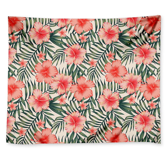 Exotic Tropical Hibiscus Pattern Print Tapestry