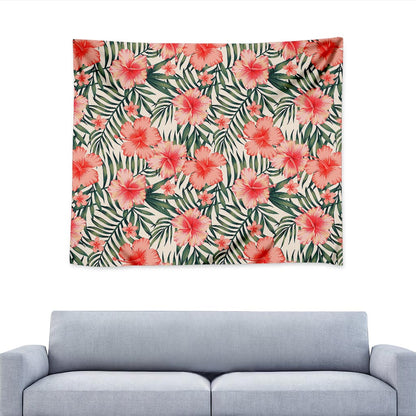 Exotic Tropical Hibiscus Pattern Print Tapestry