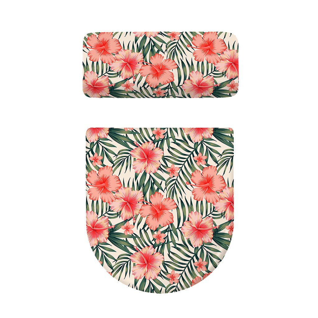 Exotic Tropical Hibiscus Pattern Print Toilet Lid And Tank Cover Set