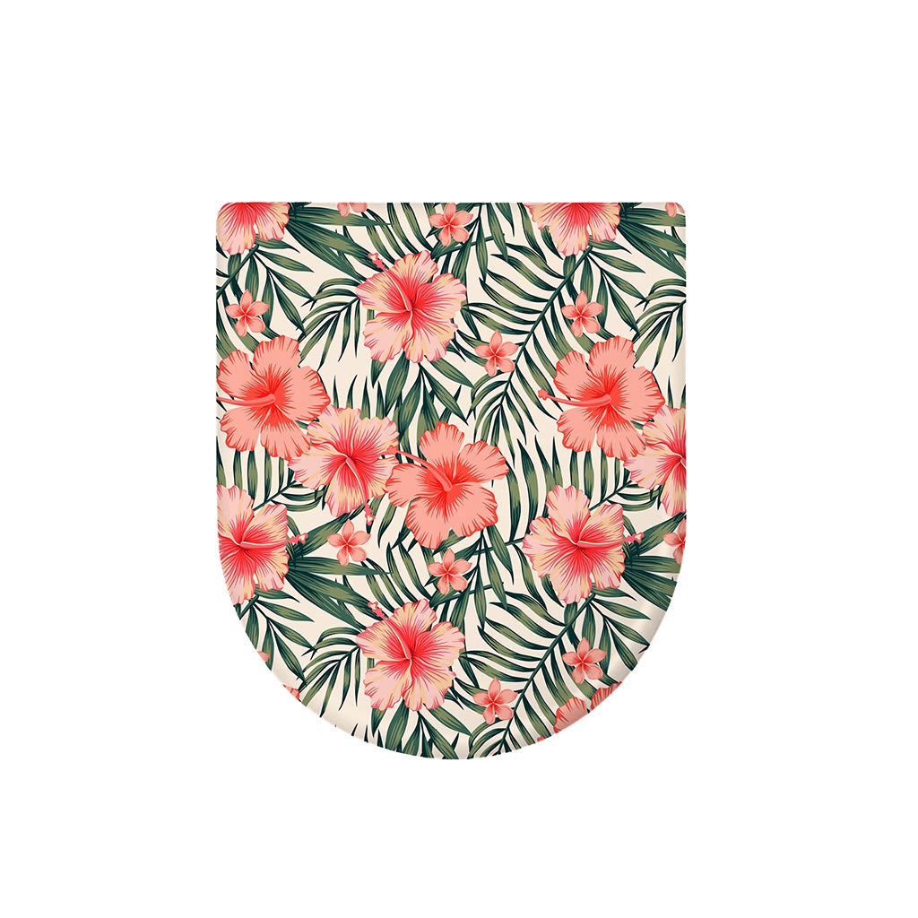 Exotic Tropical Hibiscus Pattern Print Toilet Lid Cover