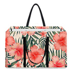 Exotic Tropical Hibiscus Pattern Print Utility Tote Bag
